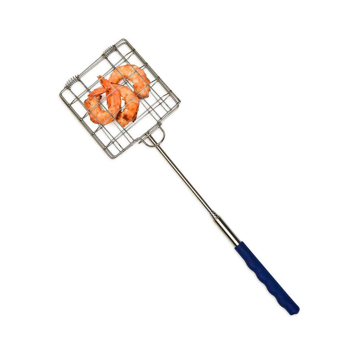 Stainless steel Grilling Basket used to grill vegetables and sandwiches over an open fire