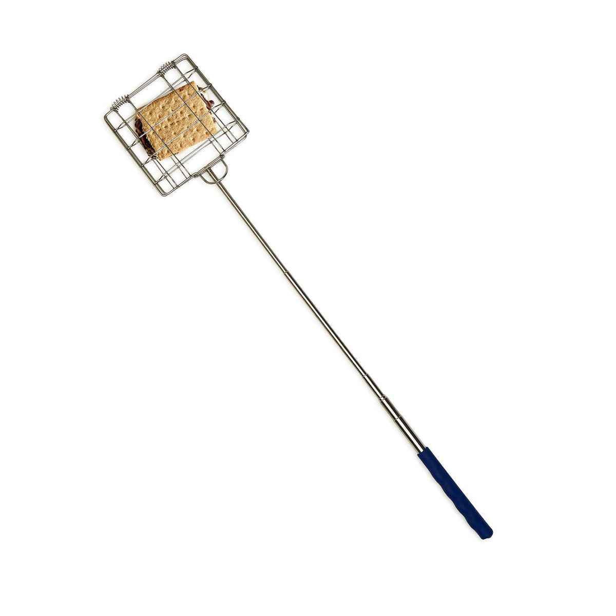 Grilling Basket extendable roasting stick with locking ring, ideal for campfire and BBQ