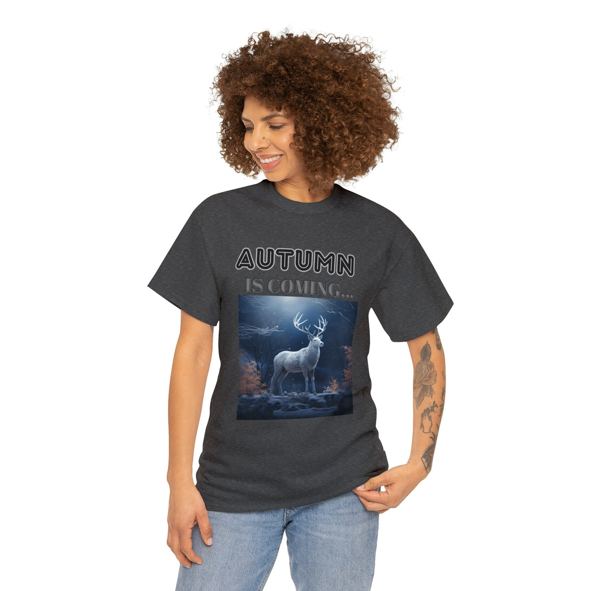 Autumn is coming: Fall Vibes T-shirts | Deer Drinking Brook Leaves Cha