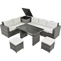 Outdoor 6-Piece All Weather PE Rattan Sofa Set, Garden Patio Wicker