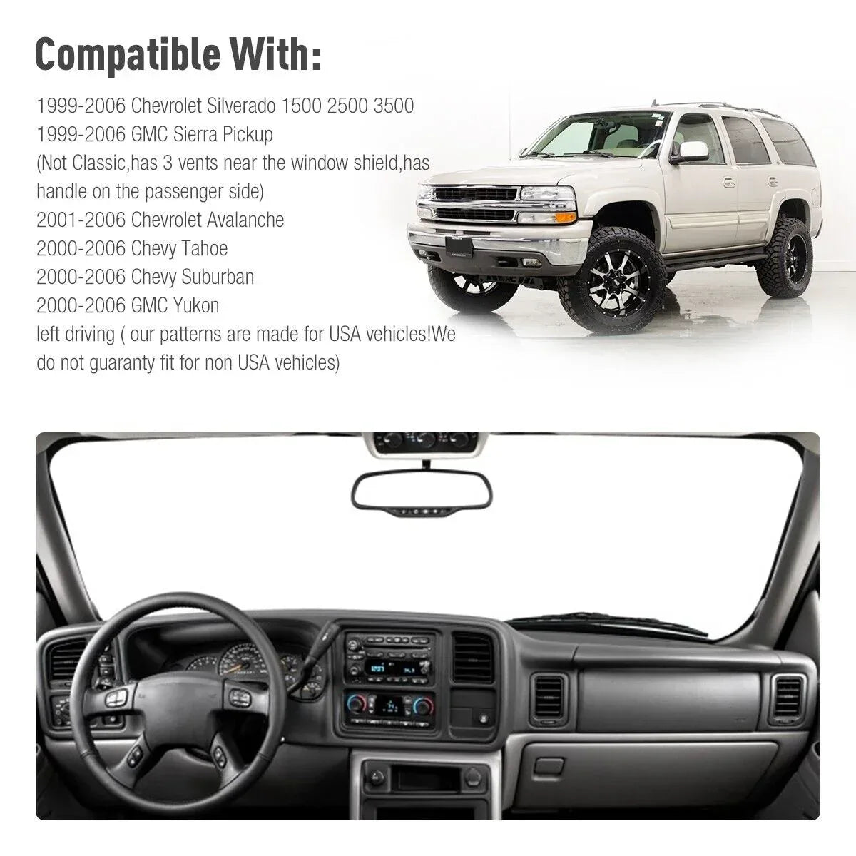 Car Dash Cover Mat Dashboard Pad for Chevy Silverado 1500 2500 Tahoe - Snagva