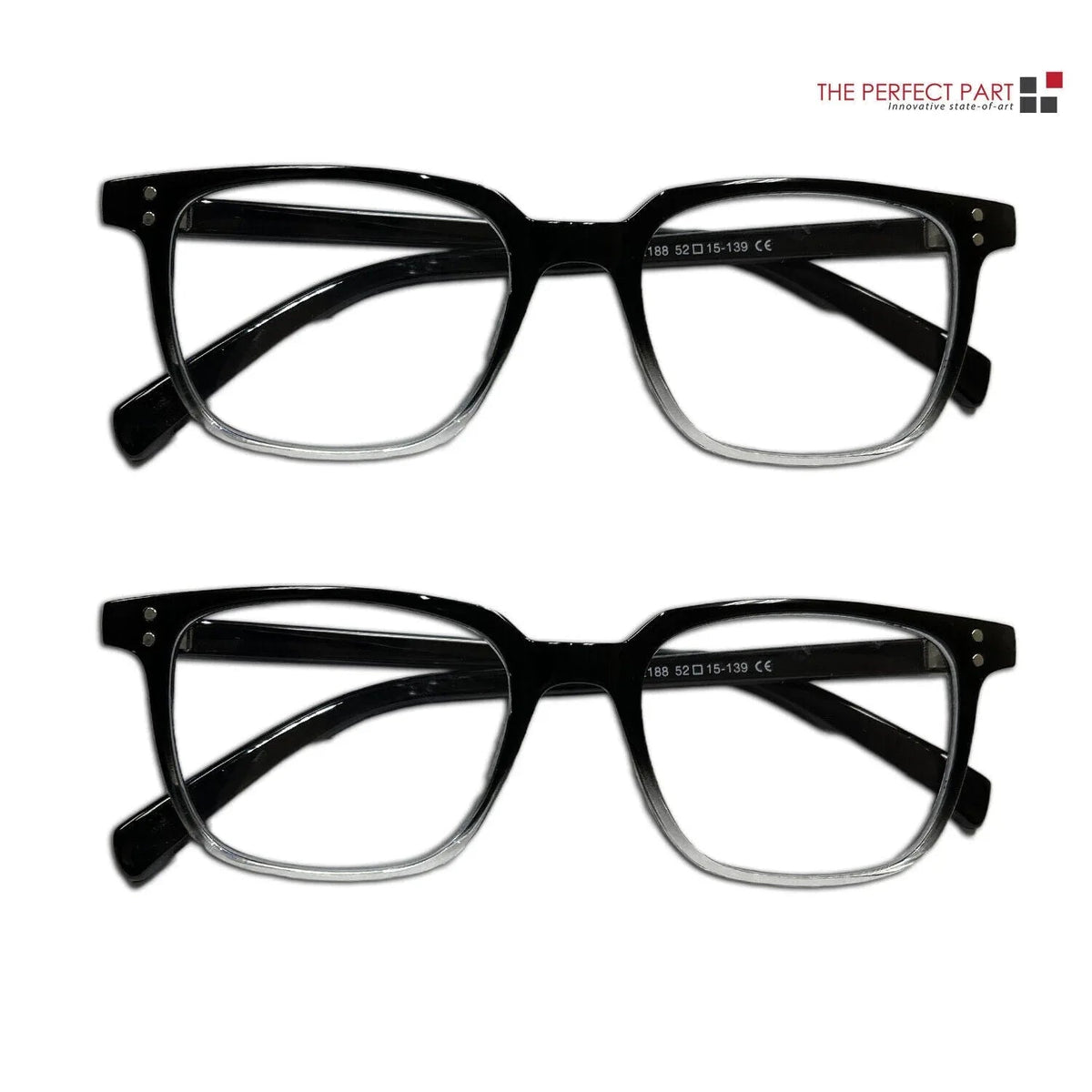 Blue light blocking glasses displayed from front with clear lenses and lightweight design.