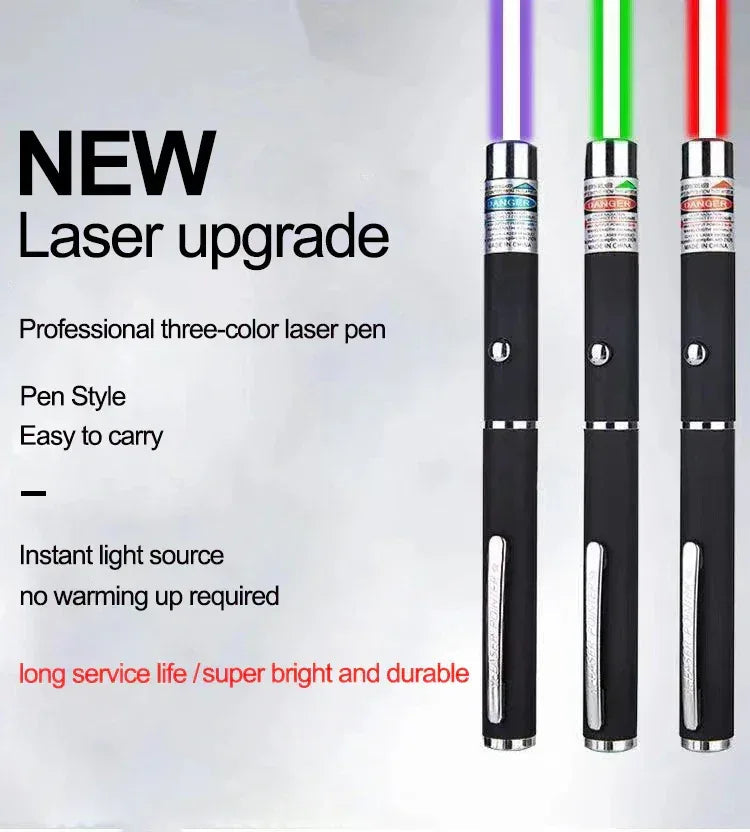 3 Packs 900Mile Laser Pointer Pen Green Blue Red Light Visible Beam - Snagva