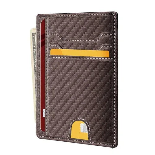Mens Leather Slim Wallet Credit Card Holder RFID Blocking Pocket ID - Snagva