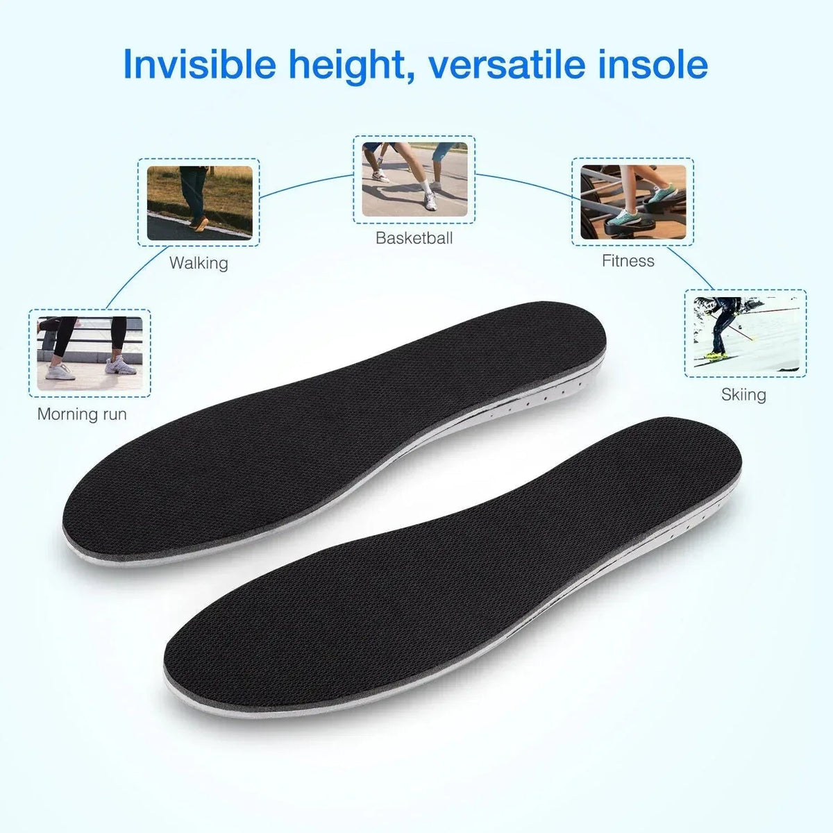 Men Women Invisible Height Increase Insoles Heel Lift Taller Shoe - Snagva