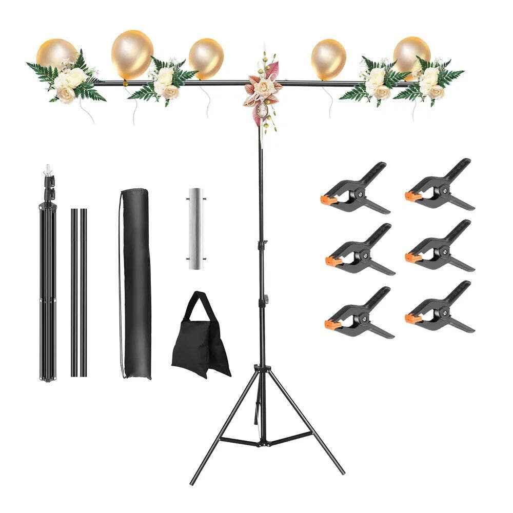 5×6.5FT T-Shape Photo Video Backdrop Stand Heavy Duty Background Stand Adjustabl