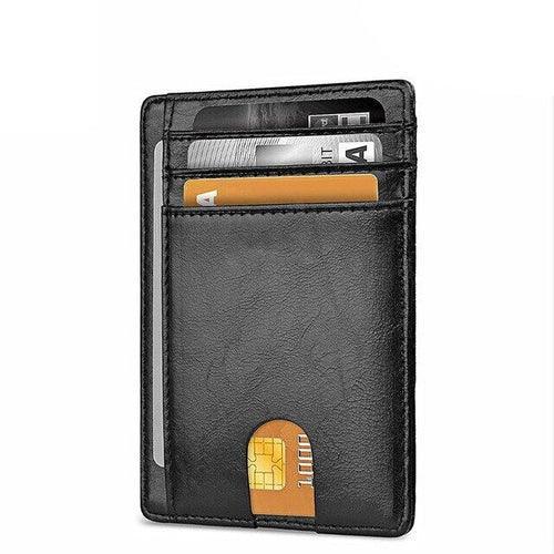 Mens Leather Slim Wallet Credit Card Holder RFID Blocking Pocket ID - Snagva