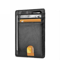 Mens Leather Slim Wallet Credit Card Holder RFID Blocking Pocket ID - Snagva