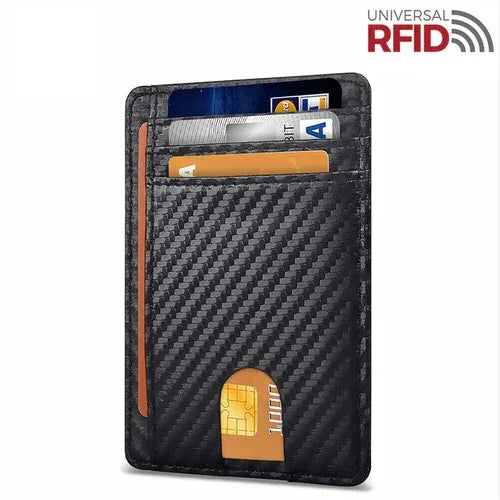 Mens Leather Slim Wallet Credit Card Holder RFID Blocking Pocket ID - Snagva