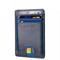 Mens Leather Slim Wallet Credit Card Holder RFID Blocking Pocket ID - Snagva