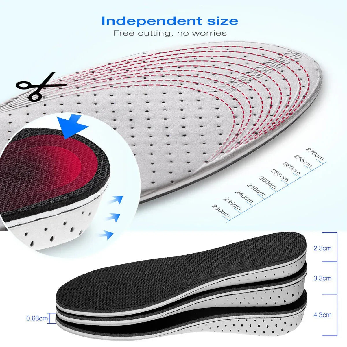 Men Women Invisible Height Increase Insoles Heel Lift Taller Shoe - Snagva