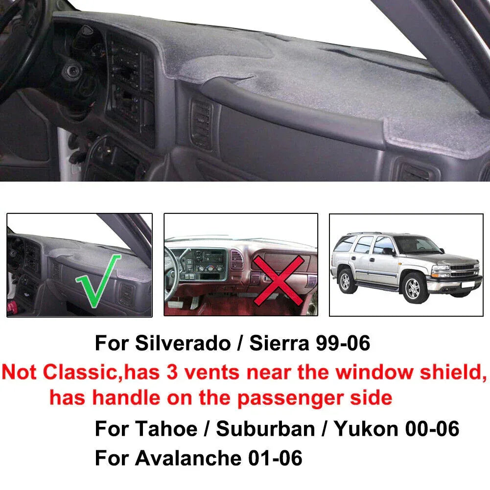 Car Dash Cover Mat Dashboard Pad for Chevy Silverado 1500 2500 Tahoe - Snagva