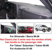 Car Dash Cover Mat Dashboard Pad for Chevy Silverado 1500 2500 Tahoe - Snagva