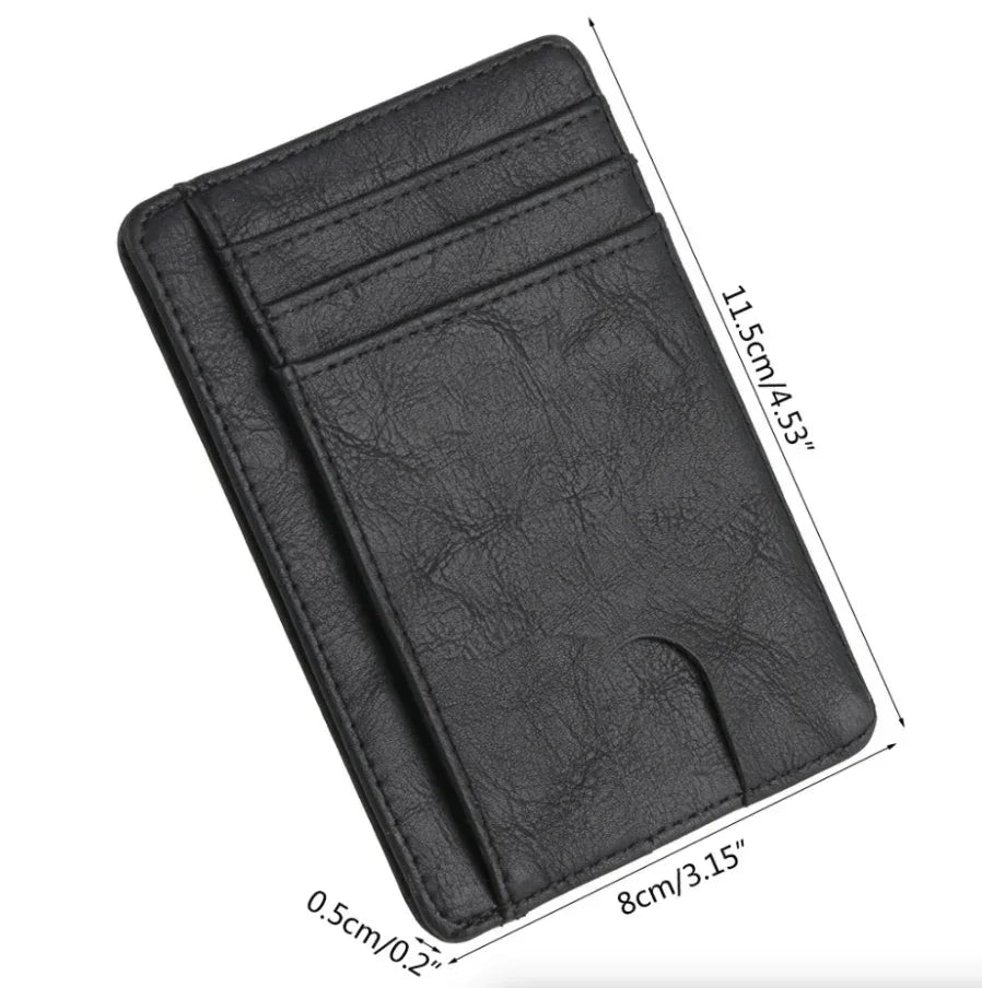 Mens Leather Slim Wallet Credit Card Holder RFID Blocking Pocket ID - Snagva