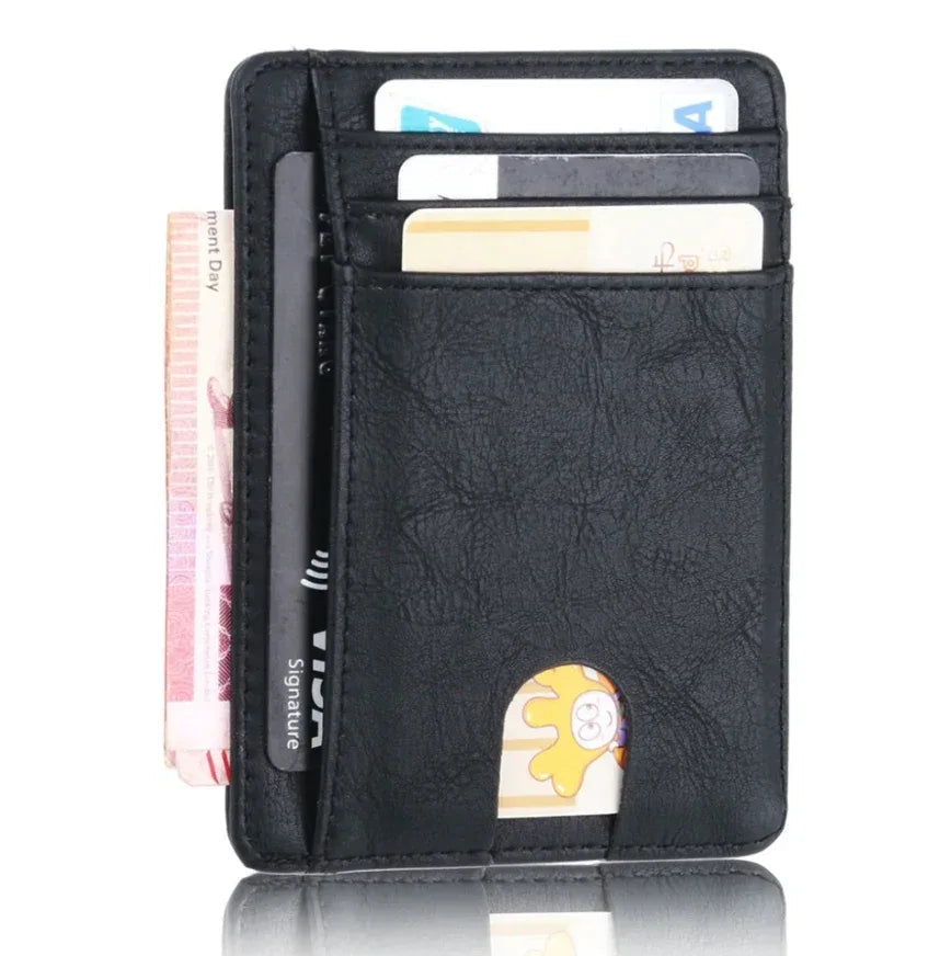 Mens Leather Slim Wallet Credit Card Holder RFID Blocking Pocket ID - Snagva