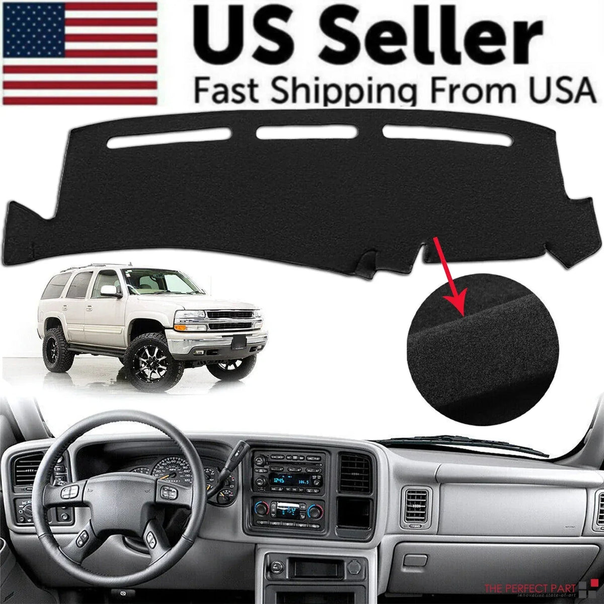 Car Dash Cover Mat Dashboard Pad for Chevy Silverado 1500 2500 Tahoe - Snagva