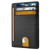 Mens Leather Slim Wallet Credit Card Holder RFID Blocking Pocket ID - Snagva