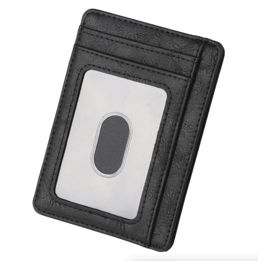 Mens Leather Slim Wallet Credit Card Holder RFID Blocking Pocket ID - Snagva