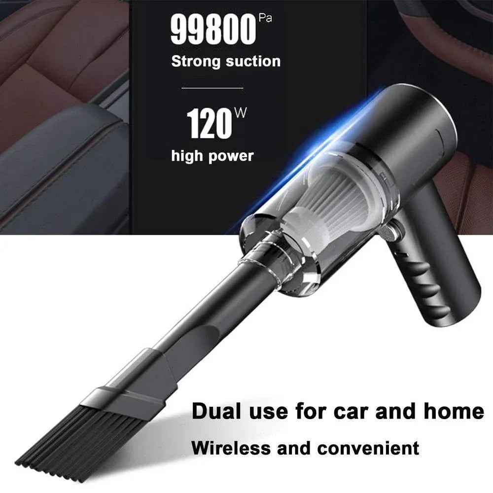 Compact handheld vacuum cleaner with sleek design, suitable for quick car or home cleaning tasks.