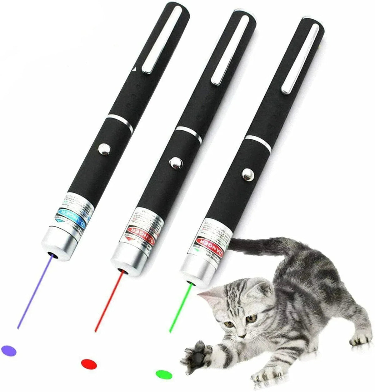 3 Packs 900Mile Laser Pointer Pen Green Blue Red Light Visible Beam - Snagva