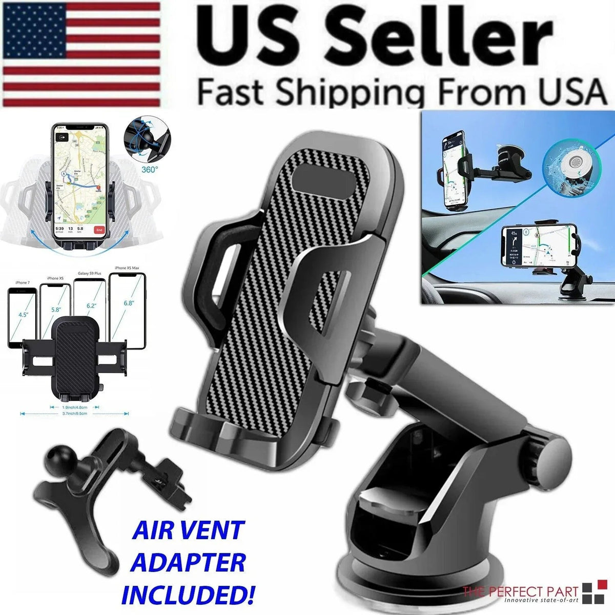 360° Universal Mount Holder Car Stand Windshield For Mobile Cell Phone - Snagva