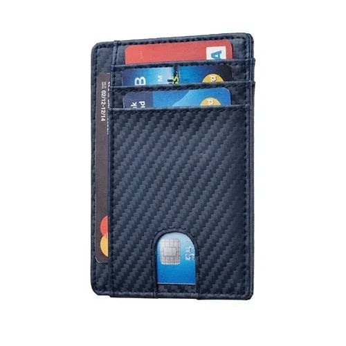 Mens Leather Slim Wallet Credit Card Holder RFID Blocking Pocket ID - Snagva