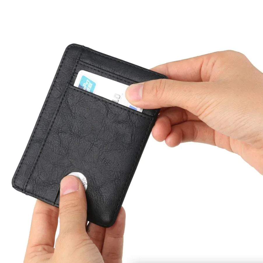 Mens Leather Slim Wallet Credit Card Holder RFID Blocking Pocket ID - Snagva