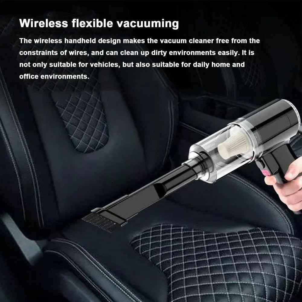Compact cordless handheld vacuum cleaner with a sleek design, suitable for cleaning car interiors and small spaces.