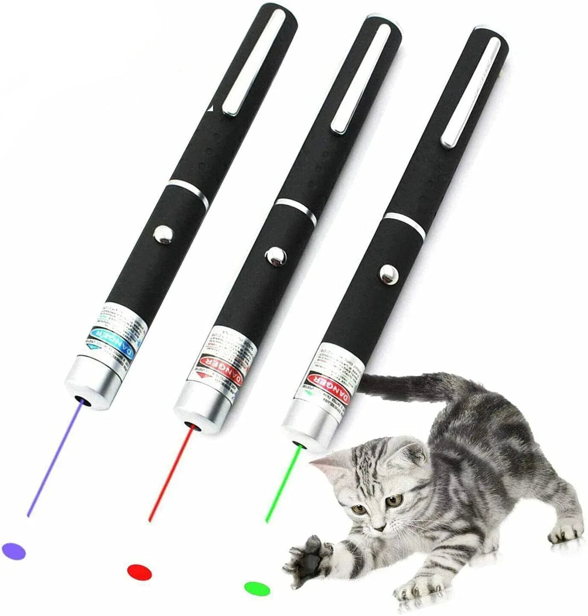 3 Packs 900Mile Laser Pointer Pen Green Blue Red Light Visible Beam - Snagva