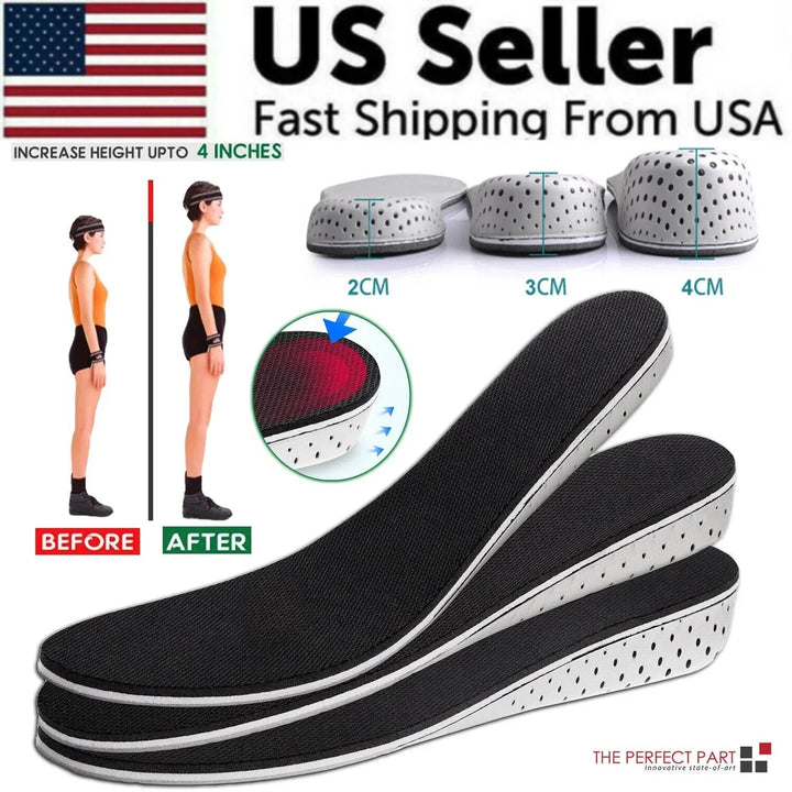 Men Women Invisible Height Increase Insoles Heel Lift Taller Shoe - Snagva