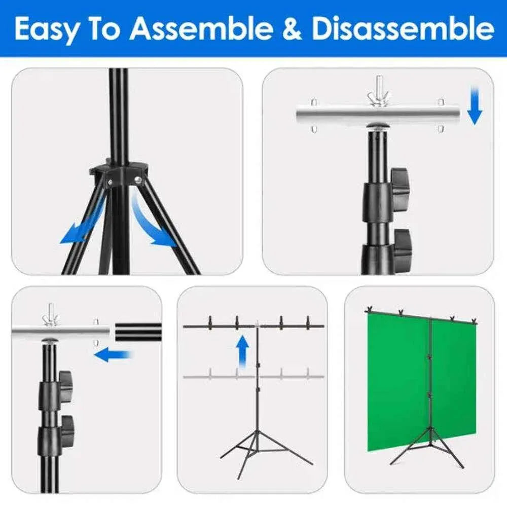 5×6.5FT T-Shape Photo Video Backdrop Stand Heavy Duty Background Stand Adjustabl