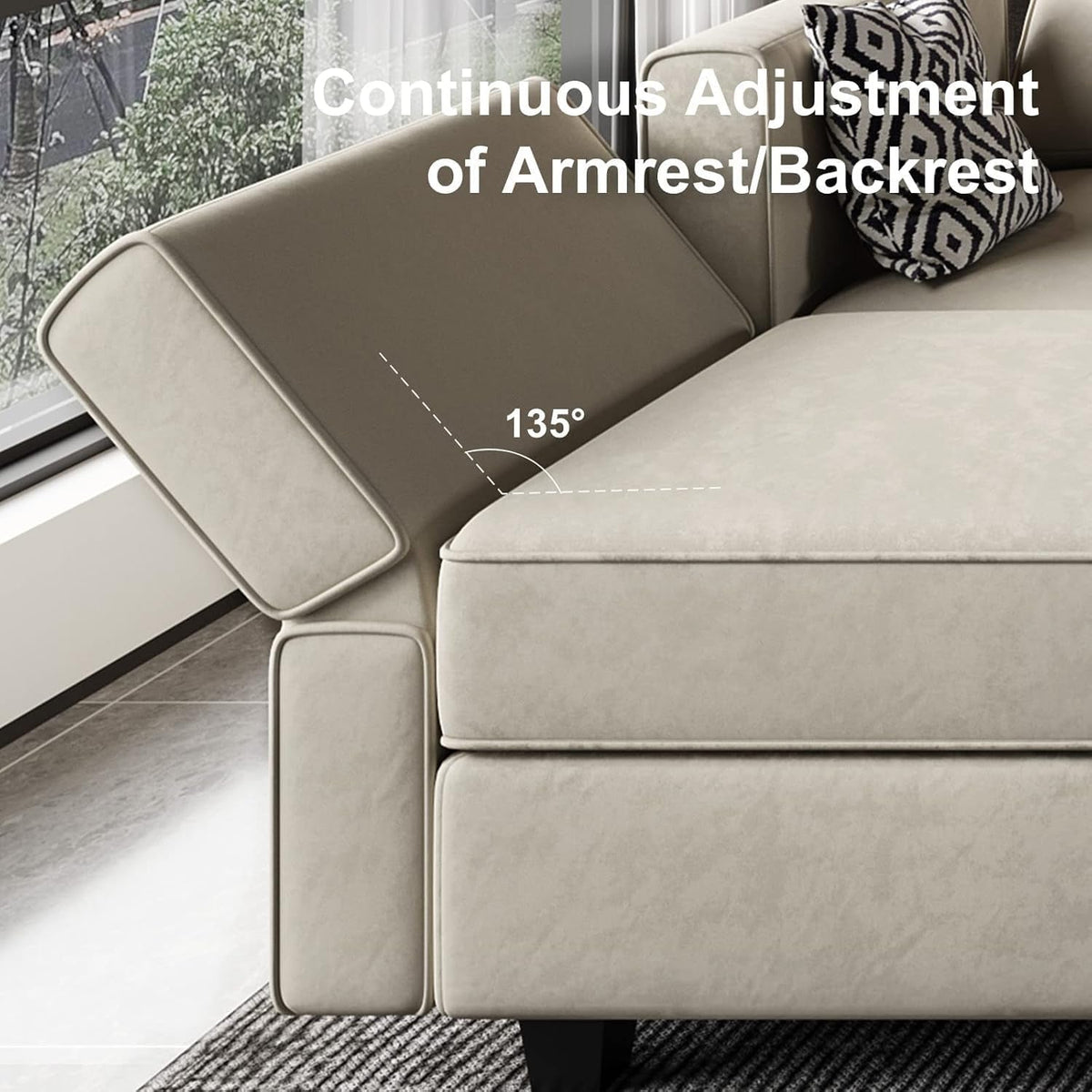 Oversized U Shaped Sectional Sofa With Hidden Storage
