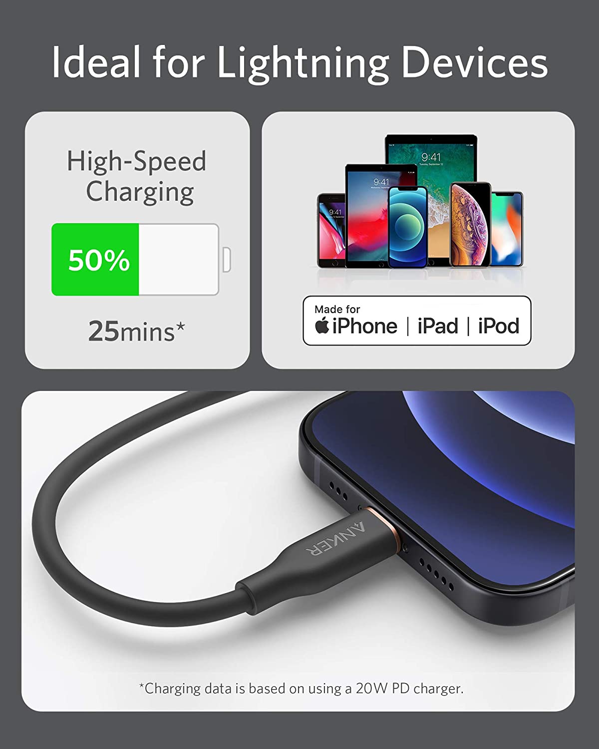 Anker 641 Lightning Cable Flow 3 ft - product view 6