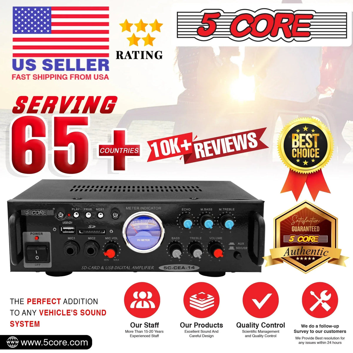 5Core Dual Channel Amplifier Car Audio System 300W Audio Reciver Car - Snagva