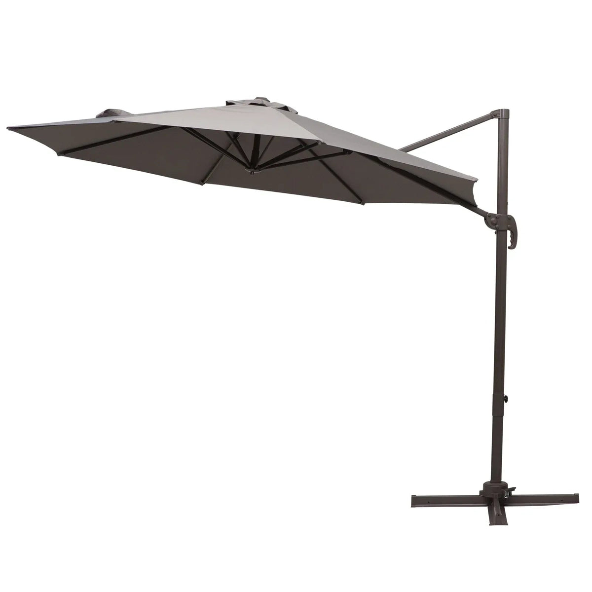 Outsunny 9.7-foot taupe offset cantilever patio umbrella with aluminum steel frame and cross base outdoors