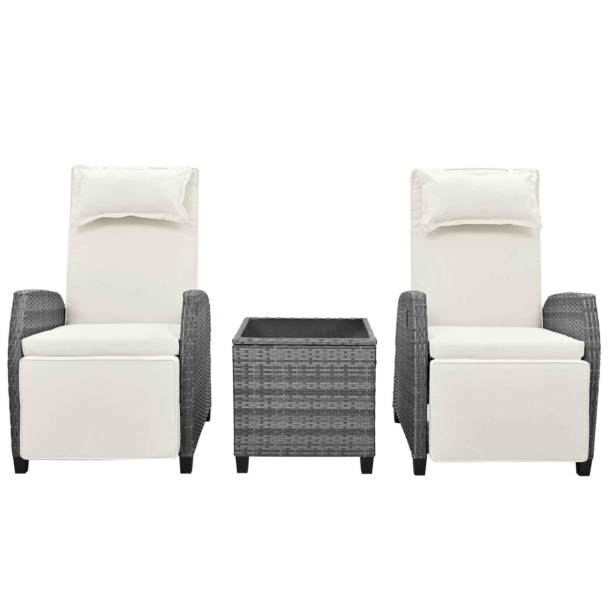 Outdoor Rattan Two-person Combination With Coffee Table, Adjustable,