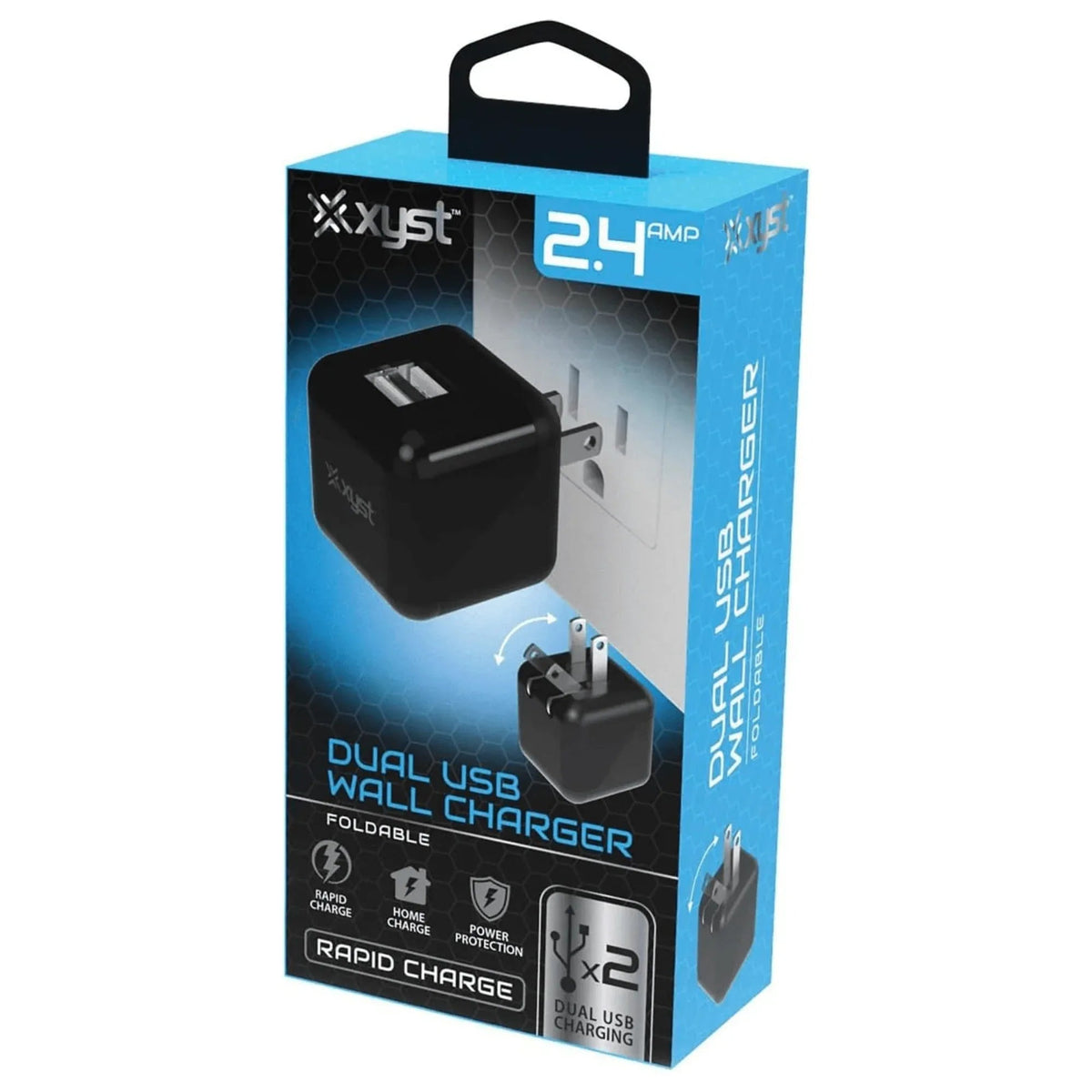 Xyst 2.4-Amp Dual USB Foldable Wall Charger - Snagva