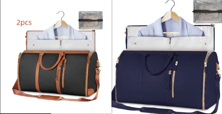 Large Capacity Travel Duffle Bag Women's Handbag Folding Suit Bag Waterproof Clothes Totes - Snagva