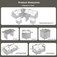 Outdoor 6-Piece All Weather PE Rattan Sofa Set, Garden Patio Wicker