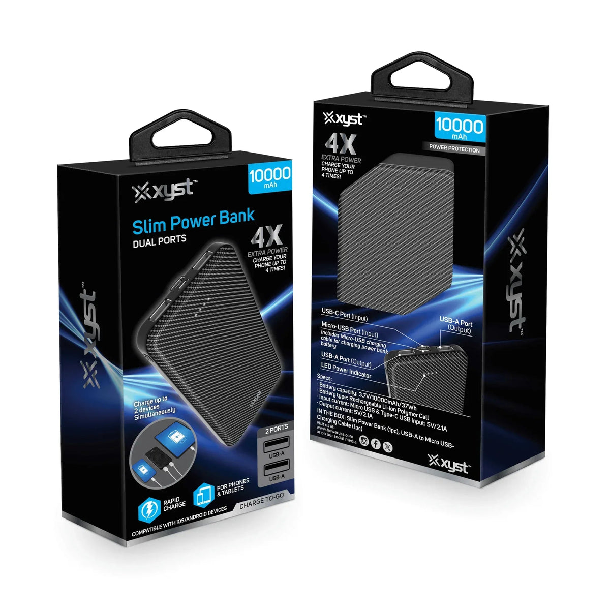 Xyst Super Slim 10000mAh Dual USB Power Bank - Snagva