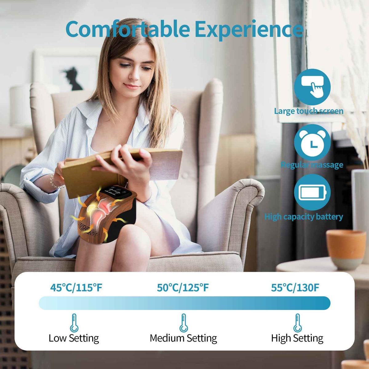 Intelligent Electric Knee Massager with Heating and Infrared Therapy - Rechargeable