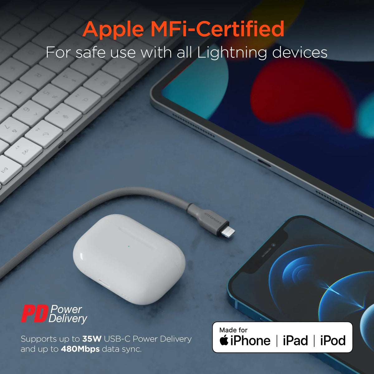 HyperGear Flexi PRO USB-C to Lightning Cable 4ft - Snagva