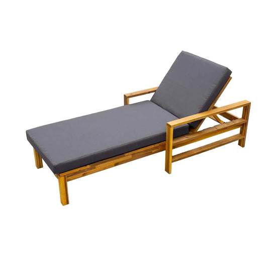 Acacia Wood Adjustable Backrest Outdoor Lounge Chair, Suitable for
