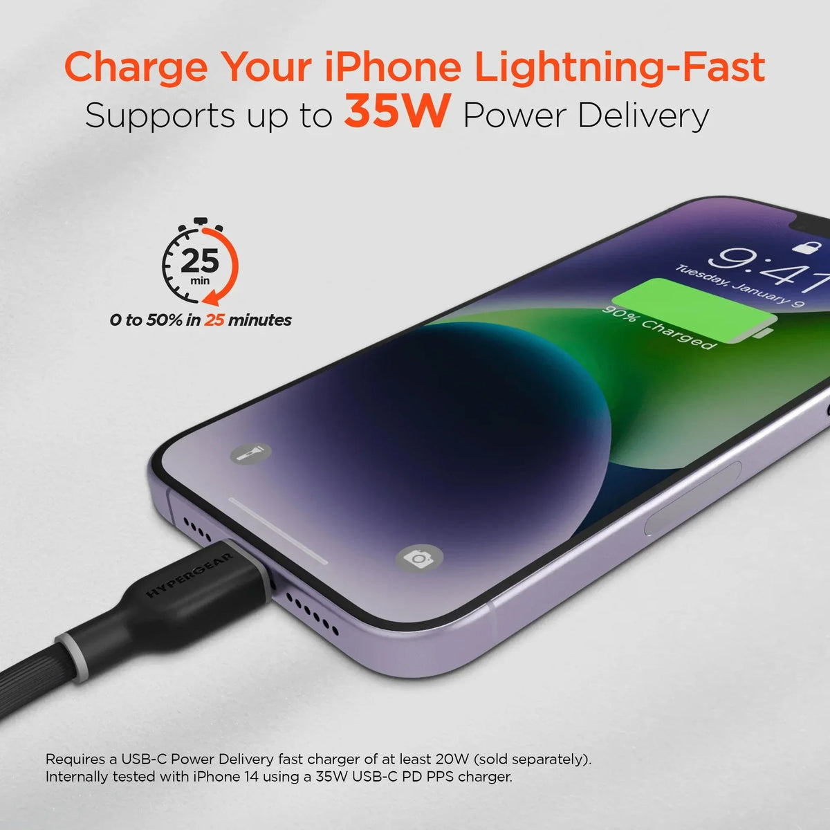 HyperGear Flexi PRO USB-C to Lightning Cable 4ft - Snagva