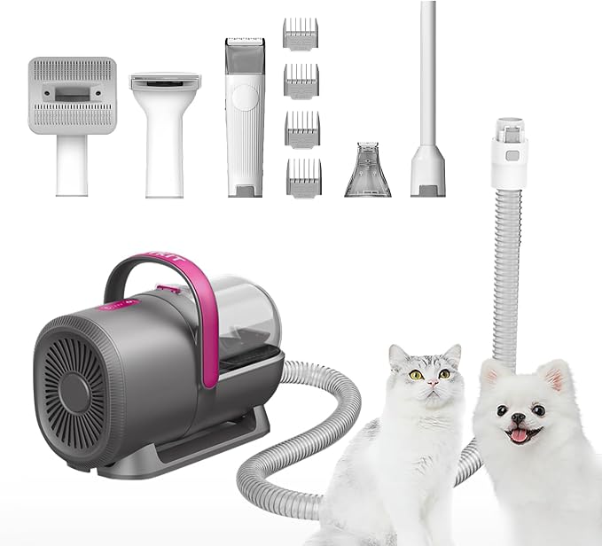 5-in-1 pet grooming vacuum kit with clippers for dogs and cats