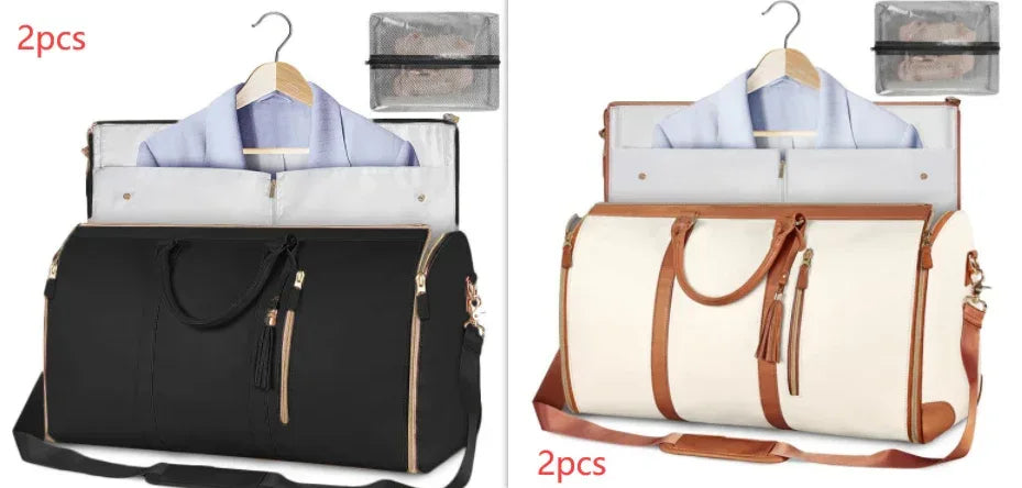Large Capacity Travel Duffle Bag Women's Handbag Folding Suit Bag Waterproof Clothes Totes - Snagva
