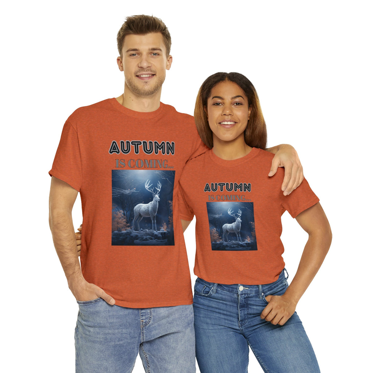 Autumn is coming: Fall Vibes T-shirts | Deer Drinking Brook Leaves Cha
