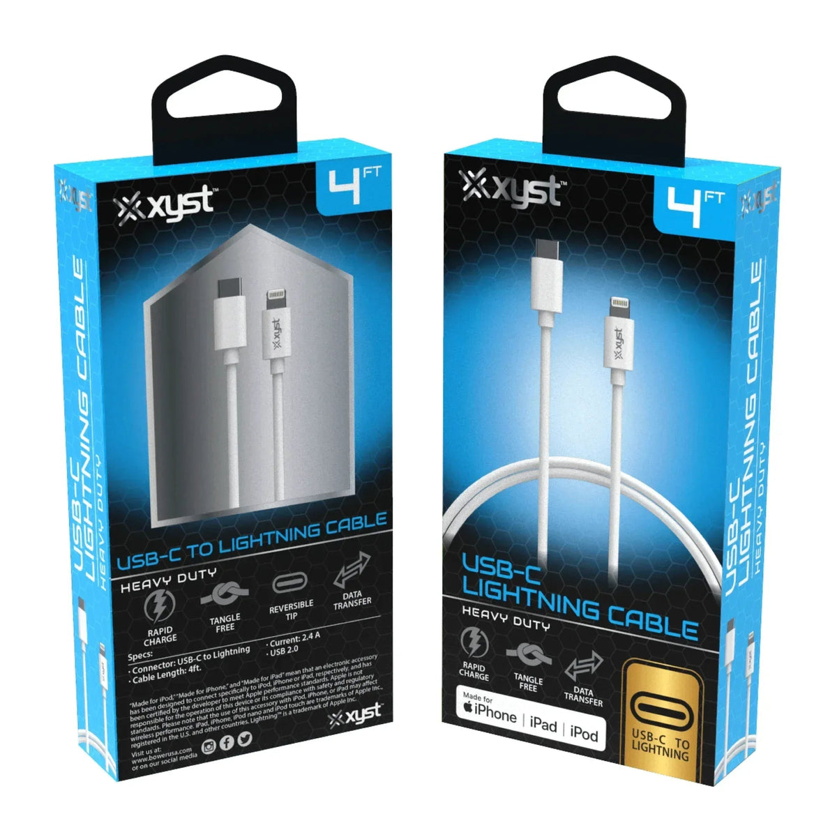 Xyst Charge and Sync USB-C to Lightning Cable 4Ft - Snagva