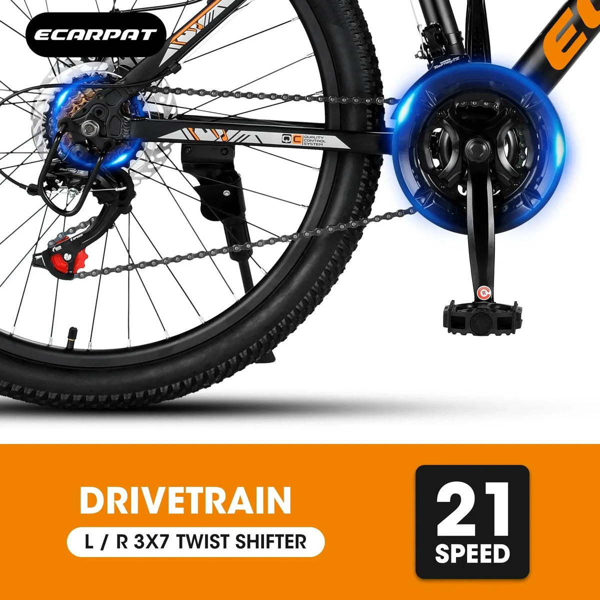Carpat™ – 26" Mountain Bike (Black-Orange, Dual Disc, 21-Speed) - Snagva