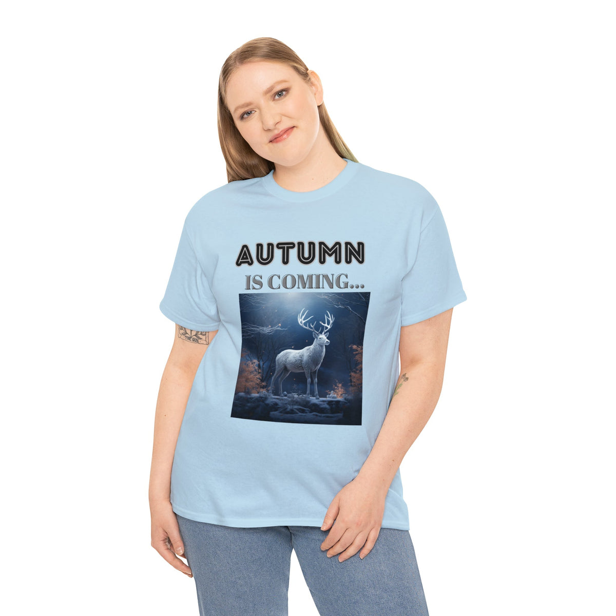 Autumn is coming: Fall Vibes T-shirts | Deer Drinking Brook Leaves Cha